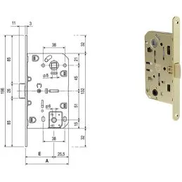 Serratura per porte interne AGB 1102 MEDIANA doppio quadro bagno