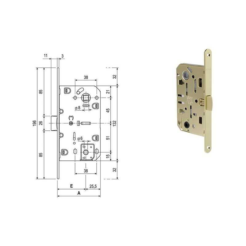 Lock for internal doors AGB 1102 MEDIANA double square bathroom