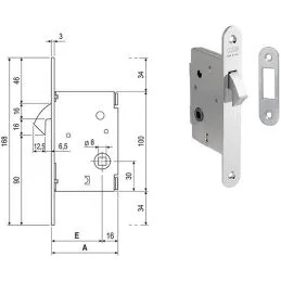 Lock for sliding doors AGB 703 with square hook BATHROOM