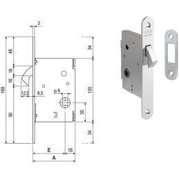 Serratura per porte scorrevoli AGB 703 a gancio quadro BAGNO