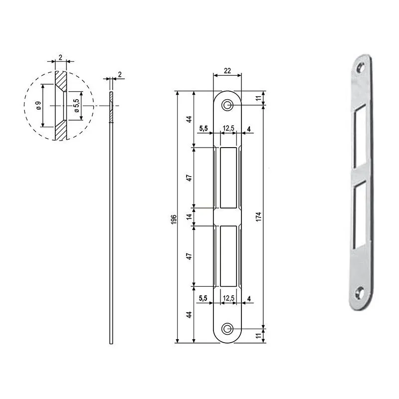 Strike plate for locks AGB 1000.01 CENTRO round edge
