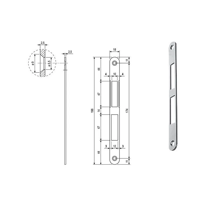 Strike plate for locks AGB 1000.39 CENTRO round edge