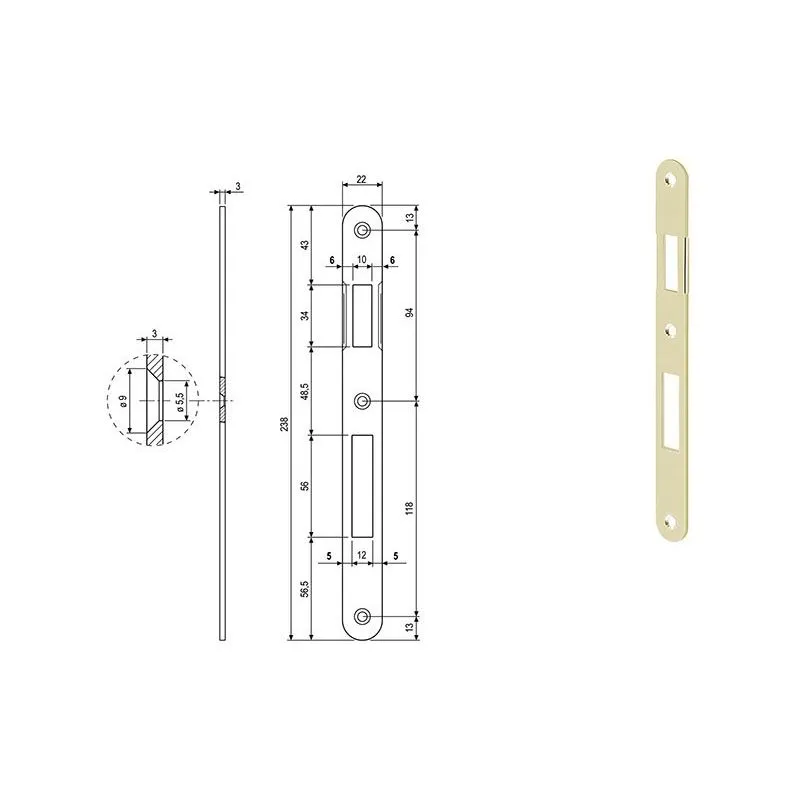 Strike plate for locks AGB 590.15 CYLINDER