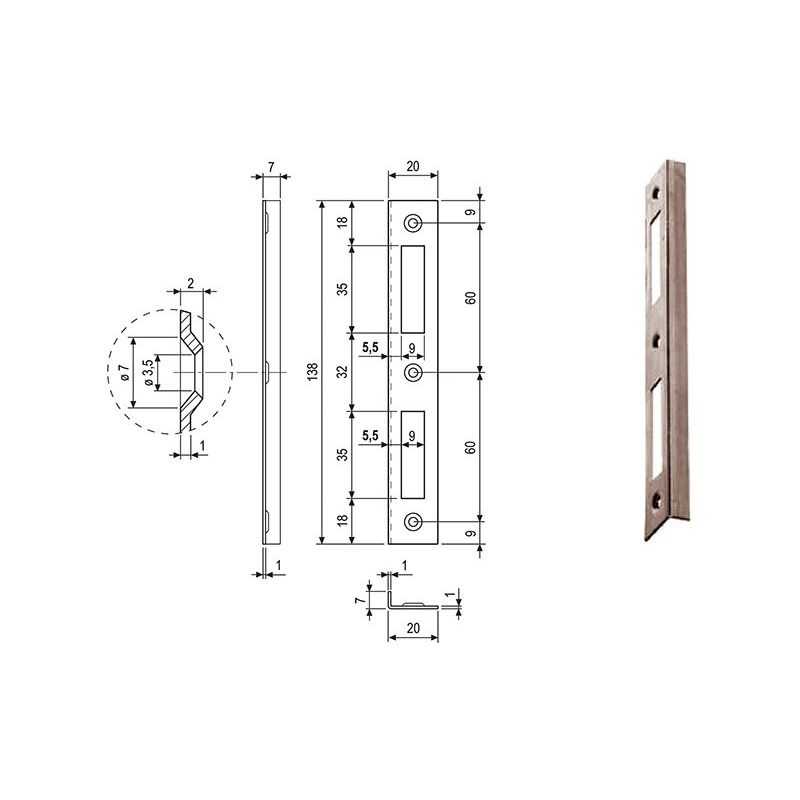 Contropiastra gaccia per serrature AGB 570.03 PATENT piccola