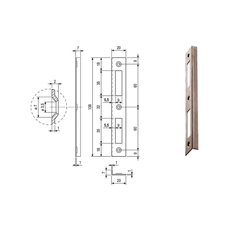 Contropiastra gaccia per serrature AGB 570.03 PATENT piccola
