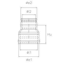 Reduction fitting RIARCDR ISO25 Copper Double wall flue