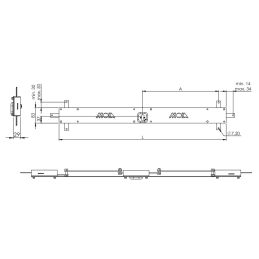 Serratura a fascia per cantine e basculanti MOIA 156 B/C 500mm