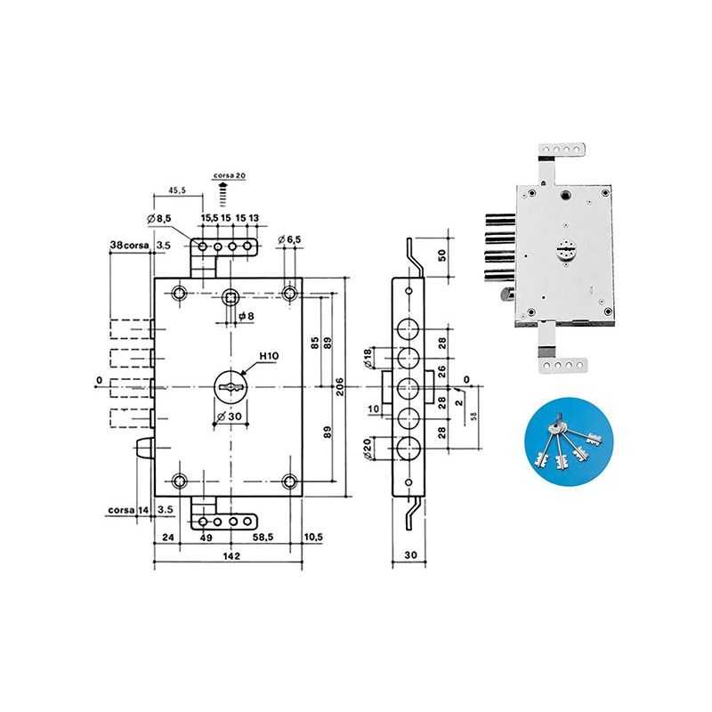 Locks for armored doors Potent 1840/7328 dual map