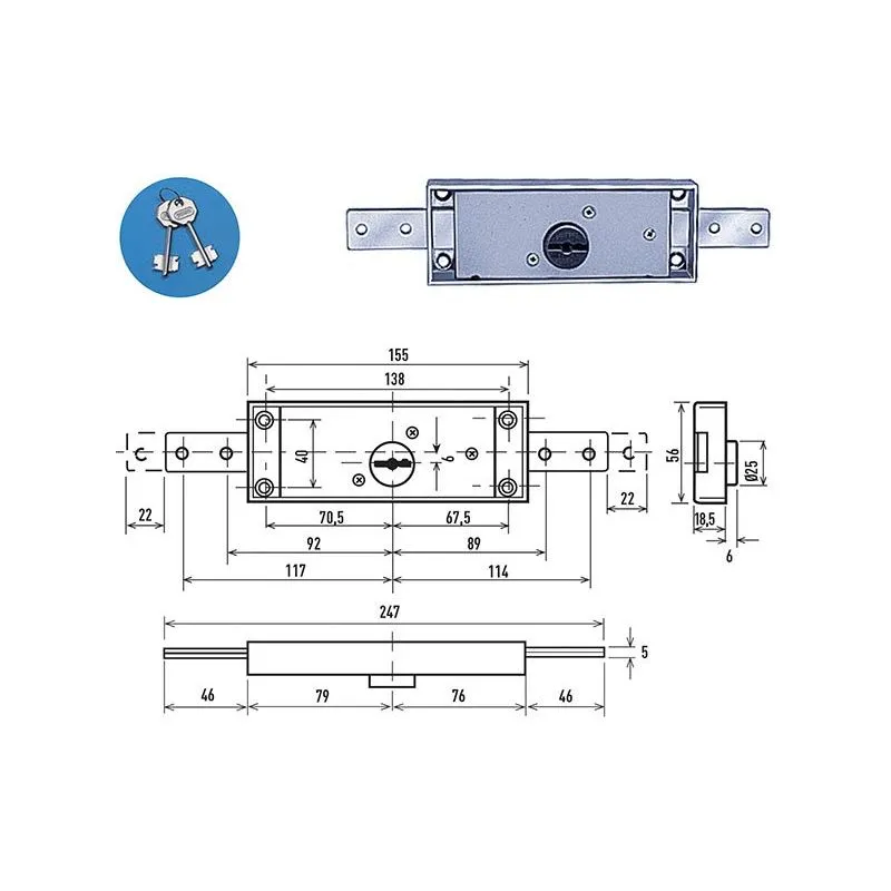 Central lock for roller shutter bolts rights 1600