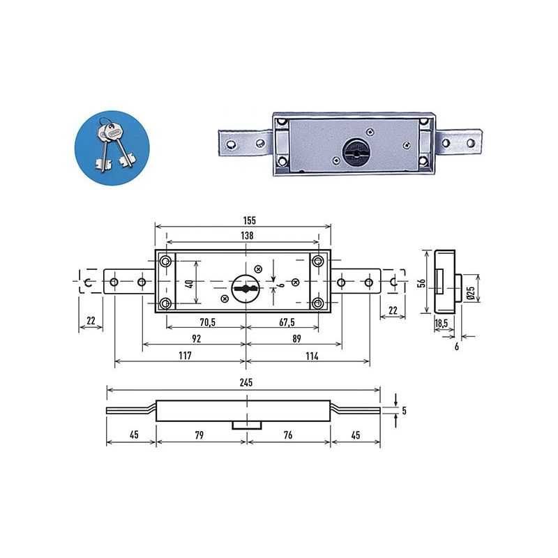 Central lock for roller shutter bolts rights 1600CZ