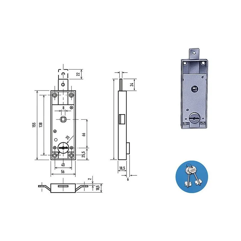 Tilting damper lock double bit key Potent 1640