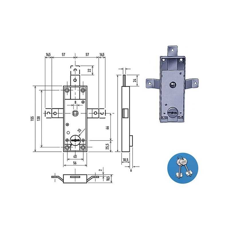 Tilting damper lock double bit key Potent 1640/T triple