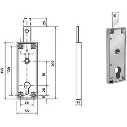 Potent 1640E up-and-over damper lock prepared for European