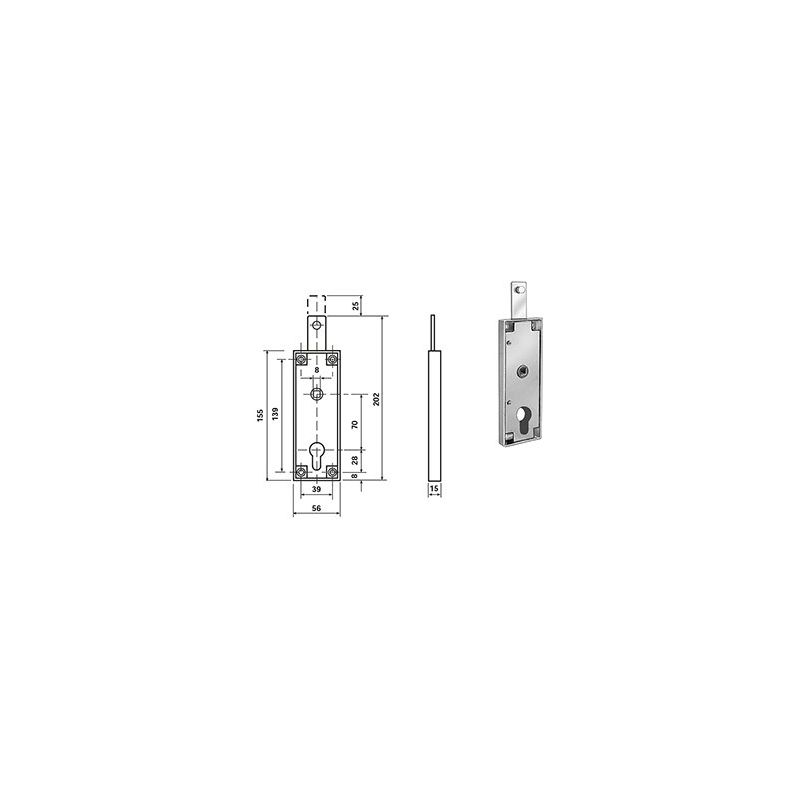 Potent 1640E up-and-over damper lock prepared for European