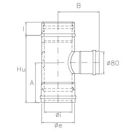 Raccordo a T 90° ridotto mono Ø 80mm RM1TR ISO10 RAME