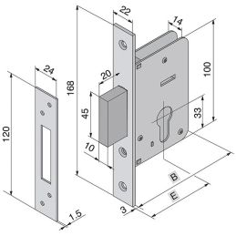 Lock for inserting wooden doors WELKA 020