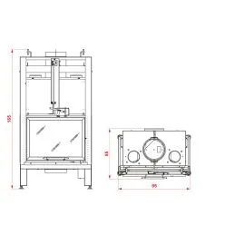 Wood-burning fireplace PALAZZETTI Ecomonobloc MX 64 F Angular