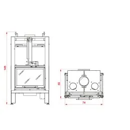 Wood-burning fireplace PALAZZETTI Ecomonobloc MX 64 Air front