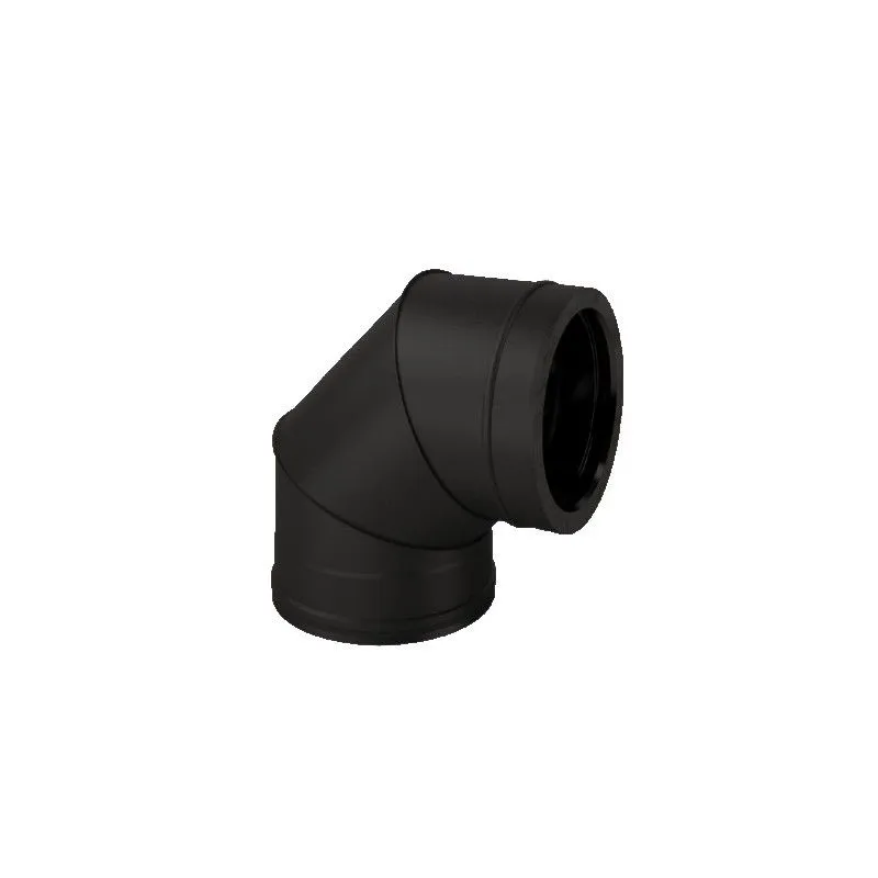 Curva a 90° N2C9 ISO25 NERO OPACO Canna fumaria doppia parete Curva a 90° N2C9 ISO25 NERO OPACO Canna fumaria doppia parete