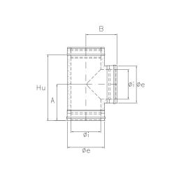 T-pipe 90° N2T9 ISO25 MATT BLACK Double wall flue