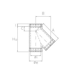 45° T branch pipe N2T4 ISO25 MATT BLACK Double wall flue