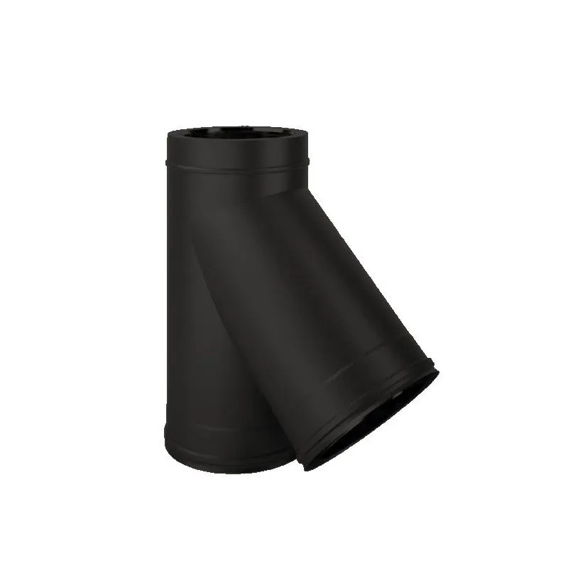 Tubo braga a T 45° N2T4 ISO25 NERO OPACO Canna fumaria doppia Tubo braga a T 45° N2T4 ISO25 NERO OPACO Canna fumaria doppia