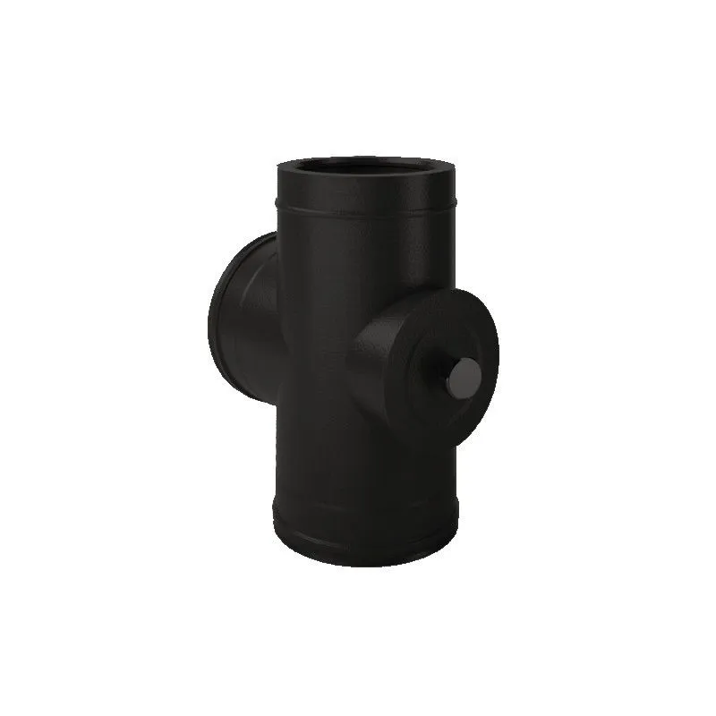 T-Pipe 90° with inspection N2TCH ISO25 MATT BLACK Double wall T-Pipe 90° with inspection N2TCH ISO25 MATT BLACK Double wall