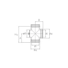 90° T-Pipe with N2TC ISO25 inspection RUSTY Double wall flue