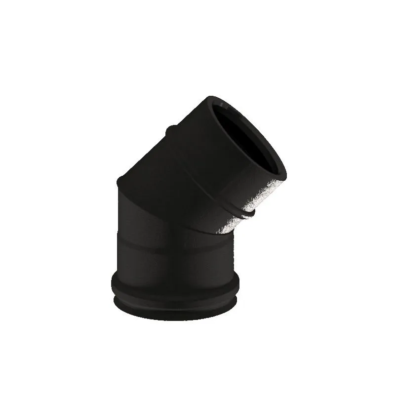 Curva a 45° K1C4 ISO10 NERO OPACO Canna fumaria doppia parete Curva a 45° K1C4 ISO10 NERO OPACO Canna fumaria doppia parete