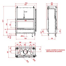 Caminetto a legna PALAZZETTI Ecomonoblocco WT 16:9 Bifacciale