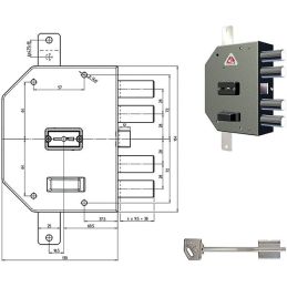 Serratura applicare CR 2250 triplice 1/2 g. doppia mappa