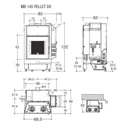 Caminetto a pellet Montegrappa MB14S 82x122 13,1 Kw