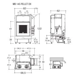 Caminetto a pellet Montegrappa MB14S 82x122 13,1 Kw