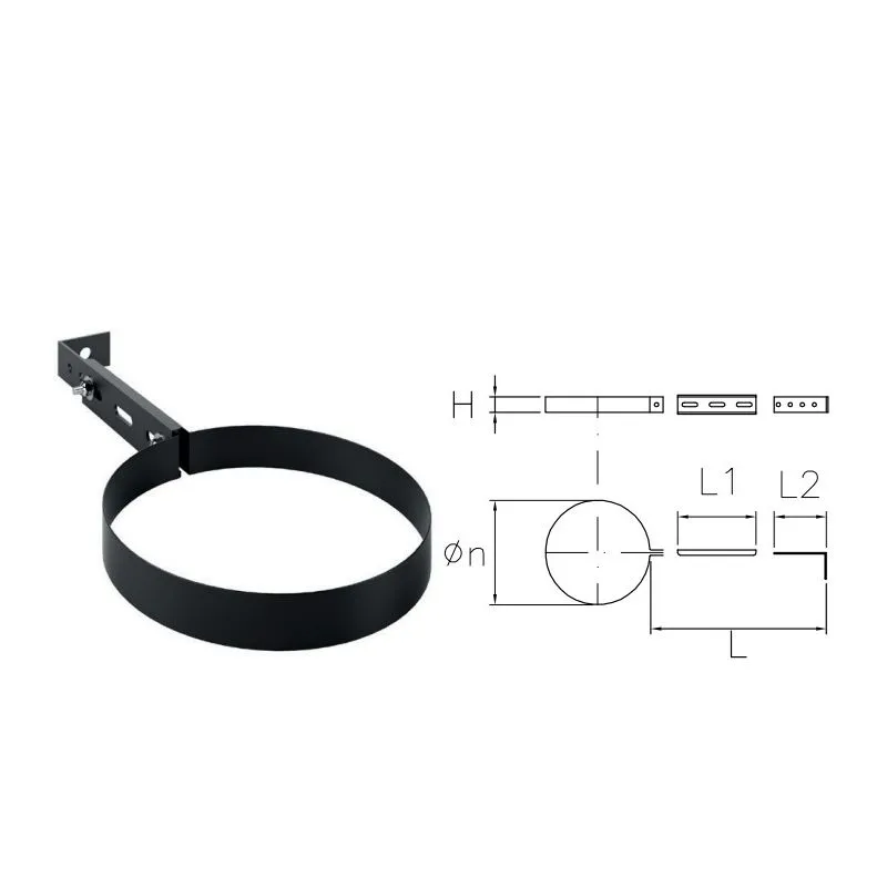 Staffa di supporto MFSM Monofire Inox Aisi316 BLACK per stufe a