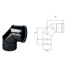 Curva 90° MFCS9 Monofire Inox Aisi316 BLACK per stufe a pellet