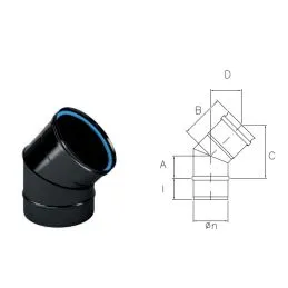 Curva 45° MFCS4 Monofire Inox Aisi316 BLACK per stufe a pellet