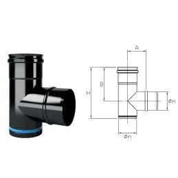 Raccordo a T 90° MFT9 Monofire Inox Aisi316 BLACK per stufe a