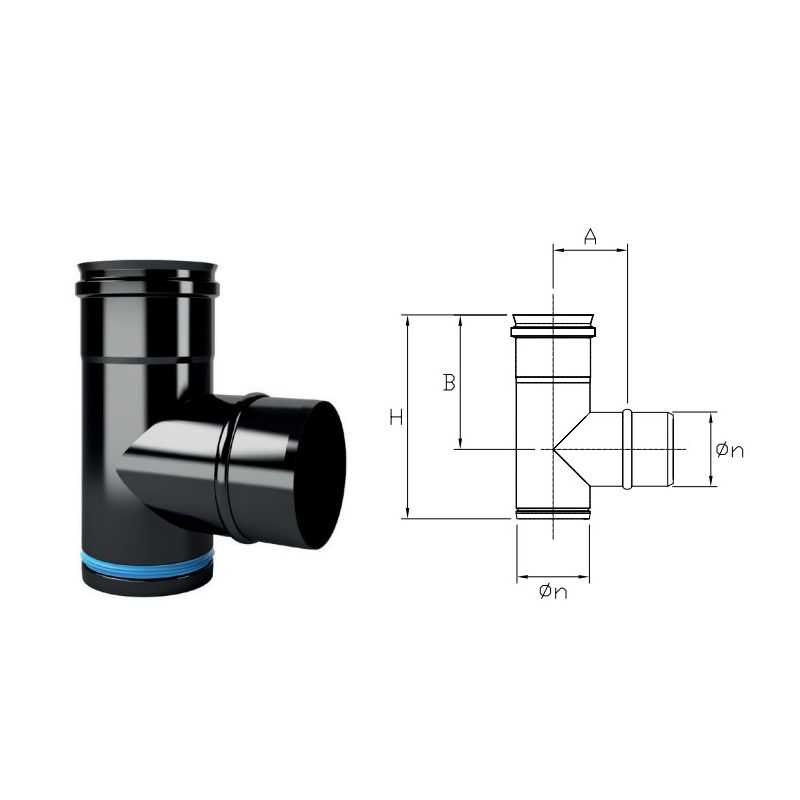 MALE 90 gradi T pipe for MONOFIRE pellet stoves De Marinis Inox