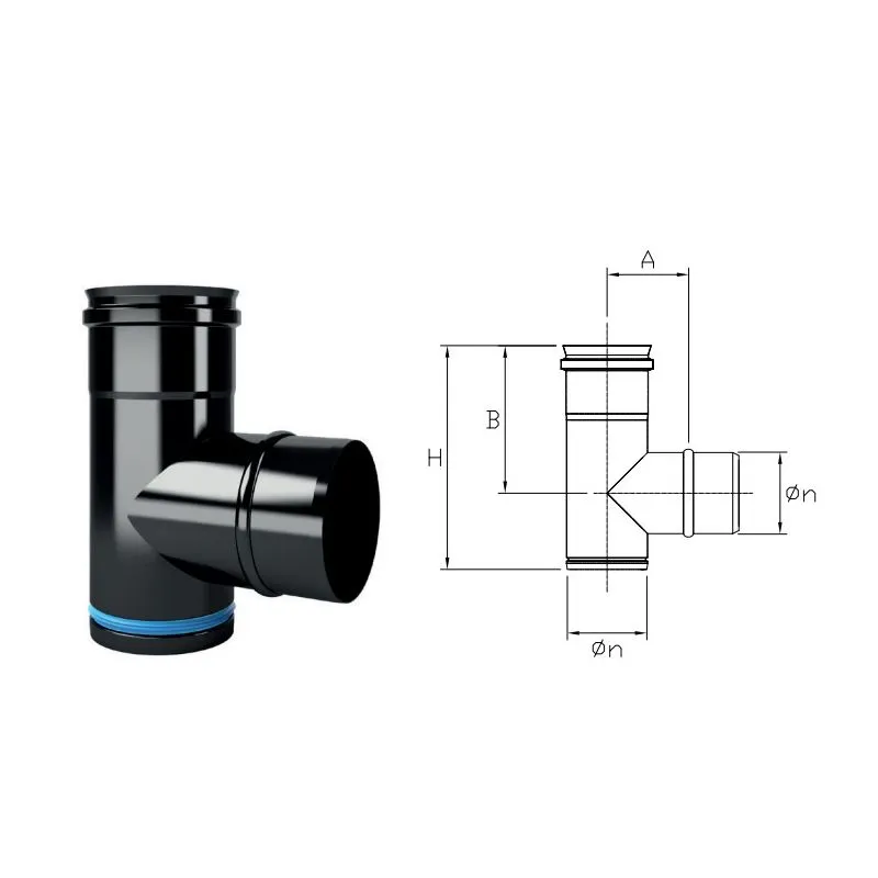 Raccordo a T 90° MFT9 Monofire Inox Aisi316 BLACK per stufe a