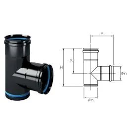 Raccordo a T 90° MFT9 Monofire Inox Aisi316 BLACK per stufe a