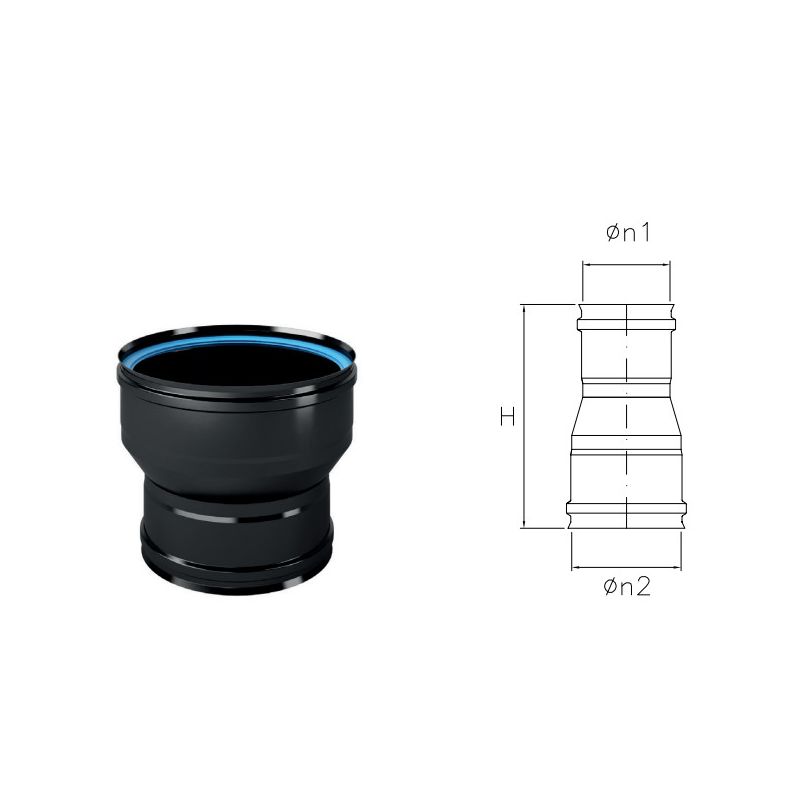 Female / female surcharge fitting for MONOFIRE pellet stoves De Marinis Inox