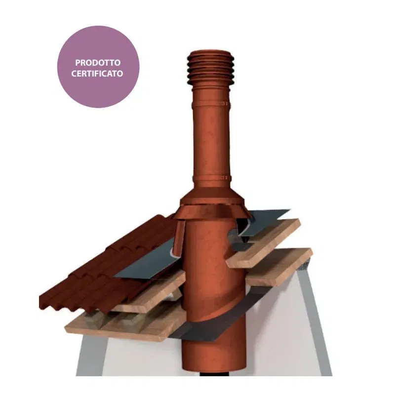 Wooden roof passage SAFE system for stainless steel flue