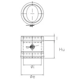 Pipe with damper I2T2S ISO25 INOX Double wall flue