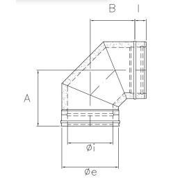 Curva 90° I2C9 ISO25 INOX Canna fumaria doppia parete