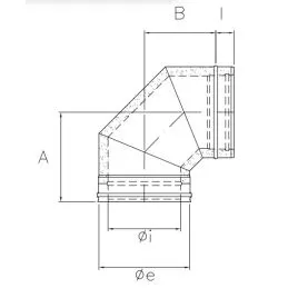 Curva 90° I2C9 ISO25 INOX Canna fumaria doppia parete