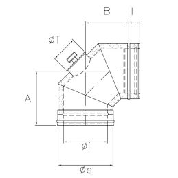 90° bend with double-walled ISO25 De Marinis Inox flue inspection