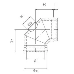 Curva 90° con ISPEZIONE I2C9IT ISO25 INOX Canna fumaria doppia