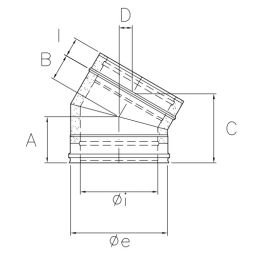 Curva 30° I2C3 ISO25 INOX Canna fumaria doppia parete