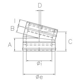 Curva 15° I2C15 ISO25 INOX Canna fumaria doppia parete