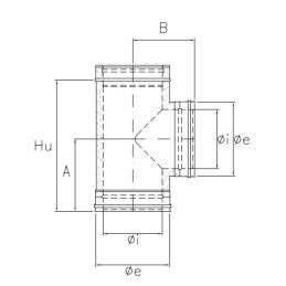 Raccordo a T 90° I2T9 ISO25 INOX Canna fumaria doppia parete